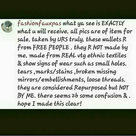 🐨 Free People Boho Embroidered Repurposed vtg banjara hippie Wallet card case - Picture 15 of 16